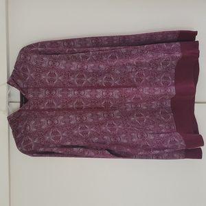Burgundy Long Sleeve Hoodie | KR3W | Size Large | Patterned | Front Pocket